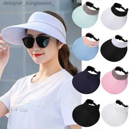 Visors Summer Wide Brim Sun Visor Hat Adjustable UV Protection Golf Hat Portable Lightweight Sports C Casual Beach C for Women MenL231219