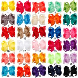 30pcs lot 4 Inch Solid Hair Bow With Clip Girls Grosgrain Ribbon Hairbows Boutique Handmade Hairpin For Kids Hair Accessories267r