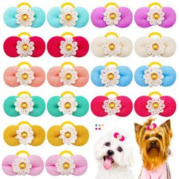 Dog Apparel 20/30pcs Hair Bows Doggy Bowknot Diomand Decorated Cute Candy Colour Bow Rubber Bands Pet For Supplier
