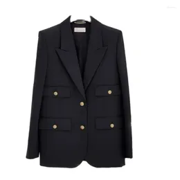Women's Suits Stylish Black Blazer Suit Jacket Women Clothing 2023 Spring Autumn Casual Multi Pocket Button Blazers Coats Female Tops 57