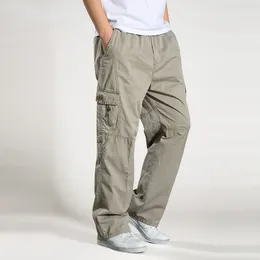 Men's Pants Cargo Loose Straight Oversize Clothing Thin Workwear Men Plus Size Black Casual Male Joggers Cotton Trousers