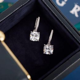 Stud Earrings London England Jewelry High Quality 925 Sliver Square Diamond For Women Charming Gift Higher