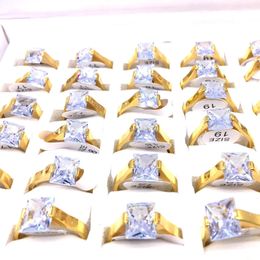 Band Rings MixMax 36PCs Golden Women's Square Zircon Stone Fashion Jewellery Wedding Ring Wholesale Lot Brand 231218