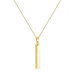 Pendant Necklaces MinaMaMa Stainless Steel Cuboid Square Vertical Bar Pendants For Woman Fashion Jewellery Gifts