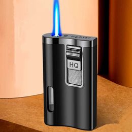 Newest Metal Windproof Turbine Torch Lighter Butane No Gas Blue Flame Cigar Portable Men's Gift