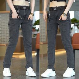 Men's Jeans Autumn Korea Men Baggy Y2K Casual Blue Black Denim Cargo Pants Work Streetwear Loose Trousers Clothing 231218