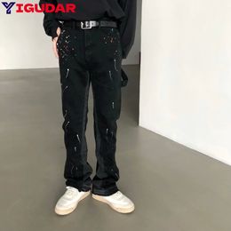 Mens Jeans Streetwear Vintage men High Waisted Y2k Fashion Splash Ink Trouser mens Korean Style Denim Long jeans Casual cargo pants 231218