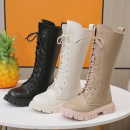 Boots Girls Boots Autumn Winter Children High Boots Fashion Show Princess Shoes Outdoor Non-slip Kids Plush boots Size 27-37 231219