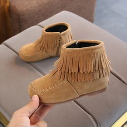 Boots Fashion Children Boots Girls Tassel Short Booties Faux Suede Boots Princess Girls Boots Autumn Winter Kids Shoes CSH1171 231218