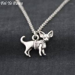 Pendant Necklaces Antique Silver Colour Chihuahua Dog Stainless Steel Chain Necklace Boho Animal Chocker Fashion Accessories Jewele254l