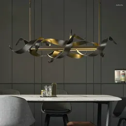 Chandeliers Post Modern Island Hanging Light Luxury LED Metal Pendant Lights Nordic Front Desk Bar Decoration Iron Simple Lamps