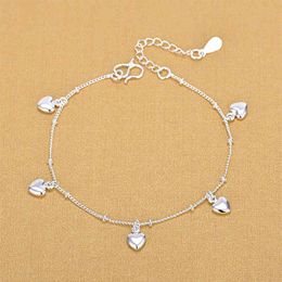 Fashion Female Lovely Heart Charm Bracelet For Women 925 Sterling Silver Birthday Gifts Jewelry 210507276S