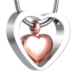 LKJ8078 Silver and Rose Gold Human Cremation Pendant Loss of Love Ashes Holder Keepsake Jewellery Funeral Urn Casket Engravable235z