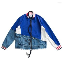 Men's Jackets GL Style Autumn High-end American Street Trendy Clothing Personality Heavy Water Washing Jeans Splicing Baseball Jacket