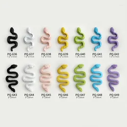 Nail Art Decorations 10PCS 3D Spray Paint Colourful Simple Small Cute Snake Exquisite Wave Alloy Rhinestones Manicure Ornaments