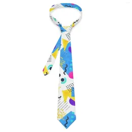 Bow Ties Colourful Memphis Tie Geometric Retro Abstract Wedding Neck Adult Cool Fashion Necktie Accessories Quality Print Collar