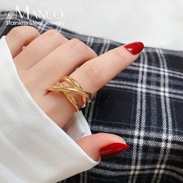Band Rings est Cross Multilayer Fashion Wide Ring Simple For Women Party Fine Jewellery Classic Gift for Wedding Trendy 231219