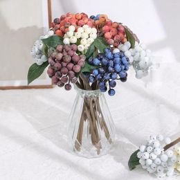 Decorative Flowers Berry Artificial Plant Bouqute Christmas Decoration Fake Flower For Home Room Decor Wedding Year DIY Vase