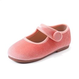 Flat shoes Girl's Ballet Flats Shallow Elegant All-match Kids Flats Velevt Round Toe Concise Style Spring Children Princess Shoes 23-36 231219