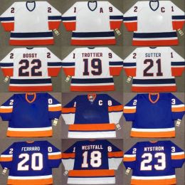 Islanders Retro Jersey 18 ED WESTFALL 19 BRYAN TROTTIER 20 RAY FERRARO 21 BRENT SUTTER 22 MIKE BOSSY 23 BOB NYSTROM Hockey Jerseys 42