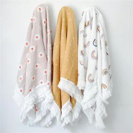 Blankets Baby Stroller Windshield Cover Blanket Tassel Hollow-out Bed Knit Throw Home Decorative Sofa