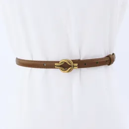 Belts Fashion Women Thin Skinny Waistband Genuine Leather Copper Pin Buckle Adjustable Belt Summer Dress Jeans Strap