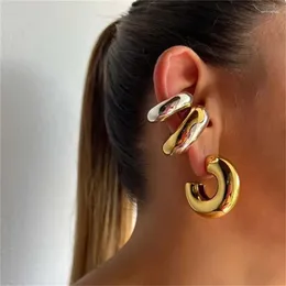 Backs Earrings Classic Gold Silver Color Glossy Clip For Women Trendy Non Piercing Chunky Cuff Vintage Party Jewelry Gifts