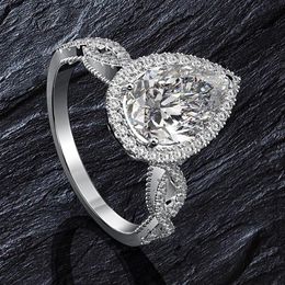 Handmade 4ct Moissanite Diamond Ring 100% Original 925 sterling silver Engagement Wedding band Rings for Women Bridal Jewelry305c
