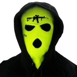 Beanie Skull Caps Embroidery Gun Face Protection Keep Warm Balaclava Ski Mask Solid Colour Winter Halloween Party Unisex Cap Beanie 231219