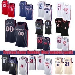 Tyrese Maxey Joel Embiid Basketball Jersey Allen Iverson Julius Erving Matisse Thybulle 2023 2024 City White Edition Retro Shirt Blue Jerseys 21 0 3