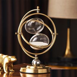 Decorative Objects Figurines Luxury Globe Timer Sand Clock Retro Sandglass Time Hourglass Nordic Home Decoration Rotating Hour Gla Dhyi0