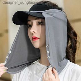 Visors Sunshade Bucket C Cycling Face Protector Empty Top Hat Outdoor Sports Sun Hat Neck Cover Scarf Ice Silk HatL231219