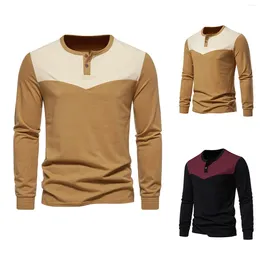 Men's T Shirts Round Neck Color Matching Long Sleeved Shirt Fashionable And Casual Custom For Men Fashion