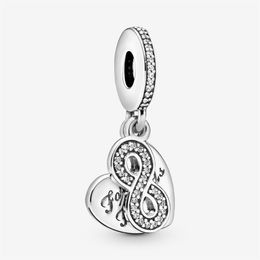 100% 925 Sterling Silver Forever Friends Heart Dangle Charms Fit Original European Charm Bracelet Fashion Jewelry Accessories200Y