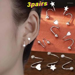 Stud Earrings Luxury Star Heart Ball Women Spiral Twisted Metal Ear Studs Simple Ins Earring Nose Hoop Piercing Ring Jewelry