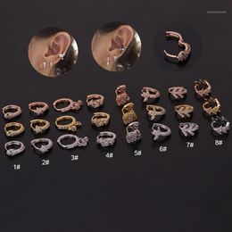 Hoop & Huggie 1 PCS Cute Small Mix Shaped Circle Ear Cuff Hoops Earring Simple Classic Star Snake Flower Shape Round Closed Clip E278F