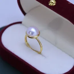 Cluster Rings Freshwater Mabei 10-11mm GenOptics Aura Essence Strong Light Almost Flawless Pearl Ring S925 Silver