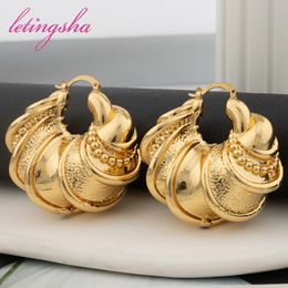 Stud African Luxury 18K Gold Plated Earrings Dubai Hoop Earrings For Women Jewelry Sets Indian Nigerian Wedding Jewellery Party Gifts 231218