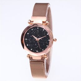 Whole Diamond Starry Sky Beautiful Quartz Womens Watch Ladies Watches Fahsion Woman Casual Rose Gold Wristwatches2383