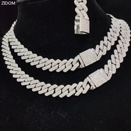 Jewellery Boxes Hip Hop Rhombus Cuban Chain Iced Out Bling Necklace Men Women 15mm Width Chains Hiphop Crystal Necklaces Fashion 231219