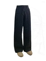 Women's Jeans Japanese Streetwear Fashion Baggy Black Wide Leg Pants Hiphop Straight Casual Long Print Dot Trousers Tide Clubwear Gothic