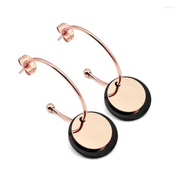 Hoop Earrings Korean Geometric Simple Circular For Women Stainless Steel Punk Metal Statement Party Elegant Jewellery Aretes