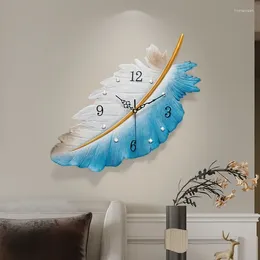 Wall Clocks Resin Feather Hanging Clock Household Decorative Simple Modern Watch Living Room Dining Porch