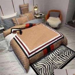 Bedding Sets Fashion King Size Designer Set Ers 4 Pcs Letter Printed Silk Duvet Er Luxury Queen Bed Sheets With Pillowcase Fast Ship Dhawv