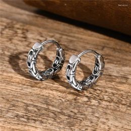 Hoop Earrings LETAPI Rock Punk Byzantine Chain For Men Silver Colour Vintage Stainless Steel Huggies Gift Jewellery Gifts