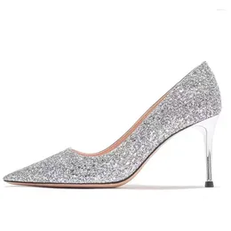 Dress Shoes Women's Pumps High Heels Pointed Toe Female Glitter Woman Sexy Wedding Gold Silver Party Femme