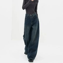 Women's Jeans Y2K Man Korean Casual Grunge Blue Cargo Pants Baggy Vintage Streetwear Wide Leg Wash Denim Trousers Oversize Women Clothes 231218