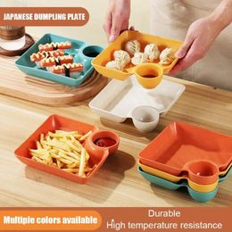 Plates 1/2pcs Plastic Dumpling With Sauce Box Square Plate Tray Christmas Snack Dessert Sushi Serving