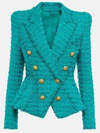 Womens Jackets HIGH STREET est FW Designer Jacket Slim Fit Tassel Fringed Tweed Blazer 231218