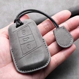 Leather Car Key Case Cover for VW Volkswagen Passat B8 Magotan Skoda Kodiaq Superb A7 Keyless Suede Keychain Accessories